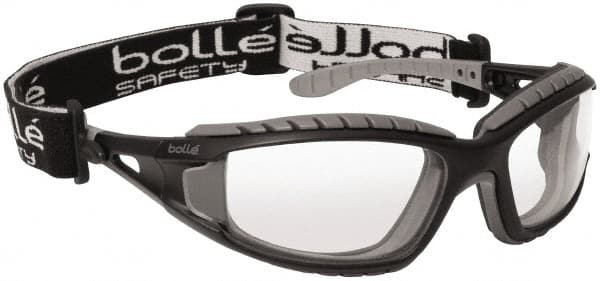bolle SAFETY - Clear Lenses, Framed Safety Glasses - Anti-Fog, Scratch Resistant, Black/Gray Polycarbonate Frame, Wrap Around - Americas Industrial Supply