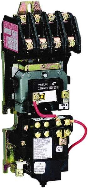 Square D - No Enclosure, 4 Pole, Mechanically Held Lighting Contactor - 20 A (Tungsten), 30 A (Fluorescent), 220 VAC at 50 Hz, 240 VAC at 60 Hz, 4NO Contact Configuration - Americas Industrial Supply