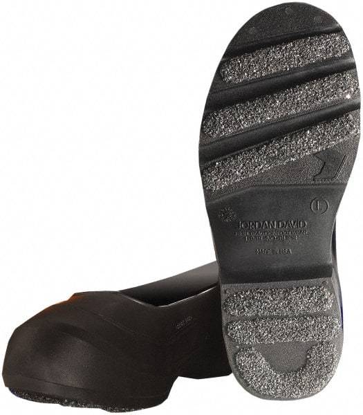 Winter Walking - Men's 10-11.5 (Women's 12-13.5) Traction Overshoes - 10" High, Plain Toe, Nonslip Sole, PVC Upper, Black - Americas Industrial Supply