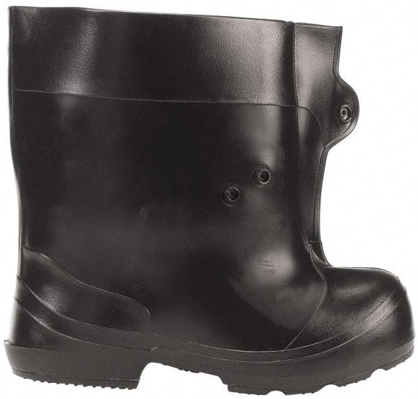 Winter Walking - Men's 5-6 (Women's 5-6) Traction Overshoes - 10" High, Plain Toe, Nonslip Sole, PVC Upper, Black - Americas Industrial Supply