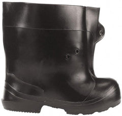 Winter Walking - Men's 5-6 (Women's 5-6) Traction Overshoes - 10" High, Plain Toe, Nonslip Sole, PVC Upper, Black - Americas Industrial Supply