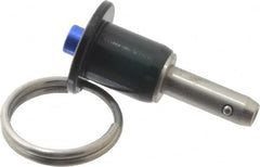 Gibraltar - 1/4" Diam, 1/2" Usable Length, Button Handle, Quick Release Pin - Grade 304 Stainless Steel, Bright Finish - Americas Industrial Supply