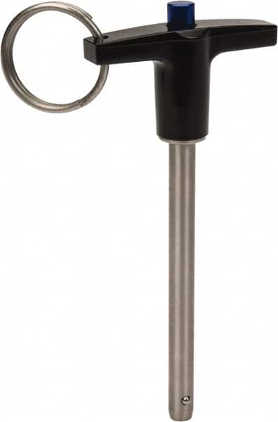 Gibraltar - 1/4" Diam, 2-1/2" Usable Length, T Handle, Quick Release Pin - Grade 17-4 Stainless Steel, Bright Finish - Americas Industrial Supply