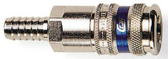 CEJN - Hose Barb Industrial Pneumatic Hose High Flow Coupler - Brass Chrome Plated, 3/8" Body Diam, 3/8" Hose ID - Americas Industrial Supply