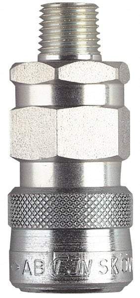 CEJN - 1/2 Male NPT European High Flow Pneumatic Hose High Flow Coupler - Brass Chrome Plated, 3/8" Body Diam - Americas Industrial Supply
