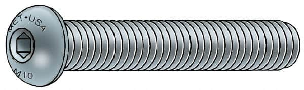 Metric Blue - M5x0.80 Metric Coarse Hex Socket Drive, Button Screw - Grade 12.9 Alloy Steel, Metric Blue Finish, Fully Threaded, 10mm Length Under Head - Americas Industrial Supply