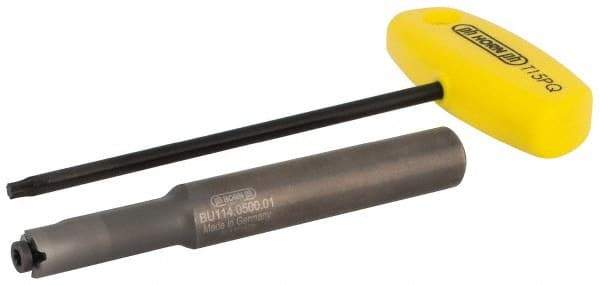 HORN - BU114, Internal, Neutral, 0.157" Max Depth of Cut, 0.157" Max Groove Width, Indexable Grooving Tool Holder - U114 Insert Compatibility, 1/2" Shank Width, 3-15/16" OAL, Through Coolant - Americas Industrial Supply