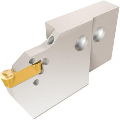 Iscar - 124mm OAL, Right Hand Indexable Grooving Cutoff Toolholder - 25mm Shank Height x 25mm Shank Width, DGN/GRIP/HFPR 5004 Insert Style, HAP Toolholder Style, Series Heliface - Americas Industrial Supply