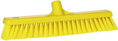 Vikan - 16" Fine Particle Synthetic Push Broom - 2" Bristle Length, Plastic Block, European Threaded Handle Connection - Americas Industrial Supply