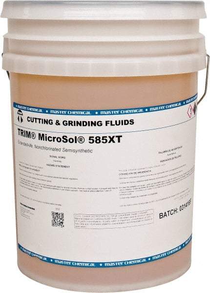 Master Fluid Solutions - Trim MicroSol 585XT, 5 Gal Pail Cutting & Grinding Fluid - Semisynthetic, For Machining - Americas Industrial Supply