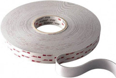 3M - 3/4" x 36 Yd Acrylic Adhesive Double Sided Tape - 45 mil Thick, White, Acrylic Foam Liner, Continuous Roll, Series 4945 - Americas Industrial Supply