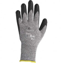KleenGuard - Size S (7), ANSI Cut Lvl 4, Polyurethane Coated Dyneema/Fiberglass, Stainless Steel/Spandex Cut Resistant Gloves - 9.1" Long, Palm Coated, Dyneema Lining, Black/Salt & Pepper, Paired - Americas Industrial Supply