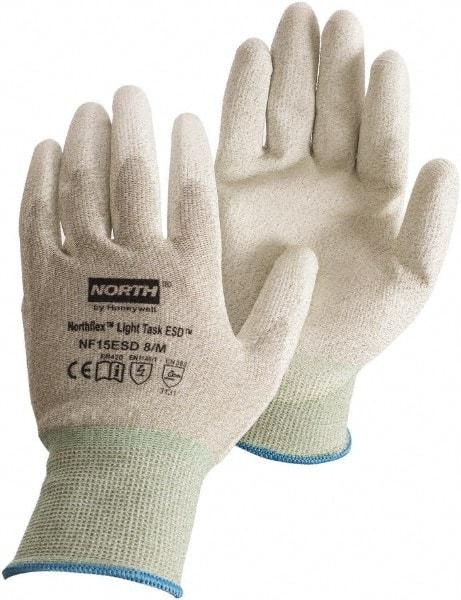 North - Size S Nylon General Protection Work Gloves - For General Purpose, Slip-On Cuff, Gray/White, Paired - Americas Industrial Supply
