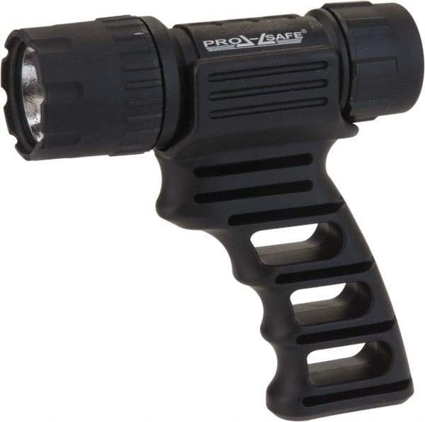 PRO-SAFE - White LED Bulb, 120 Lumens, Industrial/Tactical Flashlight - Black Plastic Body, 3 AAA Alkaline Batteries Not Included - Americas Industrial Supply