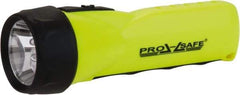 PRO-SAFE - White LED Bulb, 77 Lumens, Industrial/Tactical Flashlight - Yellow Plastic Body, 4 AA Alkaline Batteries Not Included - Americas Industrial Supply
