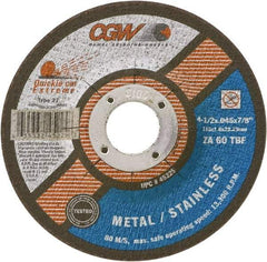 Camel Grinding Wheels - 60 Grit, 6" Wheel Diam, 7/8" Arbor Hole, Type 27 Depressed Center Wheel - Medium Grade, Zirconia Alumina, Resinoid Bond, T Hardness, 10,200 Max RPM - Americas Industrial Supply