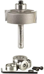 Amana Tool - 1-3/8" Cut Diam, 1/2" Length of Cut, 2 Flute Profiling Edge Profile Router Bit - Carbide-Tipped, 1/4" Shank Diam, 2" OAL, Uncoated - Americas Industrial Supply