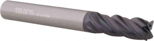 SGS - 5/16" Diam 4 Flute Solid Carbide 0.015" Corner Radius End Mill - Exact Industrial Supply