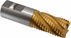 Hertel - 1-1/4" Diam, Coarse Pitch, 2" LOC, 6 Flute Cobalt Roughing Square End Mill - TiN Finish, 4-1/2" OAL, 1-1/4" Shank Diam, Single End, Centercutting, 30° Helix - Americas Industrial Supply