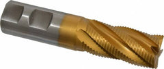 Hertel - 1" Diam, Fine Pitch, 2" LOC, 5 Flute Cobalt Roughing Square End Mill - TiN Finish, 4-1/2" OAL, 1" Shank Diam, Single End, Centercutting, 30° Helix - Americas Industrial Supply