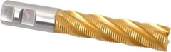 Hertel - 1" Diam, Fine Pitch, 4" LOC, 5 Flute Cobalt Roughing Square End Mill - TiN Finish, 6-1/2" OAL, 1" Shank Diam, Single End, Centercutting, 30° Helix - Americas Industrial Supply