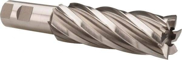 Hertel - 1-3/8", 4" LOC, 1" Shank Diam, 6-1/2" OAL, 6 Flute, High Speed Steel Square End Mill - Single End, Uncoated, Spiral Flute, 30° Helix, Right Hand Cut, Right Hand Flute - Americas Industrial Supply