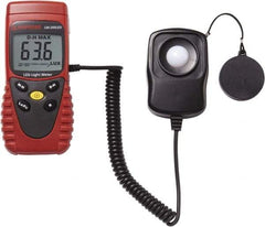 Amprobe - 9 Volt Battery, 40 to 40,000 FC, LCD Display, Silicone Photodiode Light Meter - 3 Accuracy, Compatible with All Visible Light Lighting, Built In Memory - Americas Industrial Supply