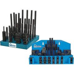 Gibraltar - 90 Piece Fixturing Step Block & Clamp Set with 1" Step Block, 5/8" T-Slot, 1/2-13 Stud Thread - 1" Nut Width, 4, 5, 3, 6, 7 & 8" Stud Lengths - Americas Industrial Supply