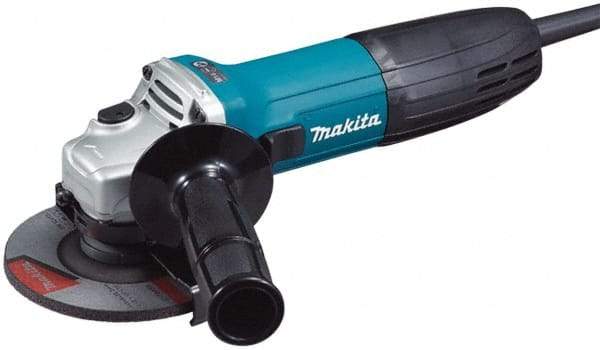 Makita - 4-1/2" Wheel Diam, 11,000 RPM, Corded Angle & Disc Grinder - 5/8-11 Spindle, 120 Volts, 6 Amps - Americas Industrial Supply