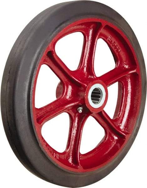 Hamilton - 12 Inch Diameter x 2 Inch Wide, Rubber on Cast Iron Caster Wheel - 690 Lb. Capacity, 2-3/4 Inch Hub Length, 1 Inch Axle Diameter, Straight Roller Bearing - Americas Industrial Supply