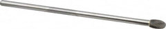 Made in USA - 3/8" Cut Diam, 1/4" Shank Diam, Oval Head Single Cut Burr - Carbide, Radius End, 5/8" LOC, 6" OAL - Americas Industrial Supply