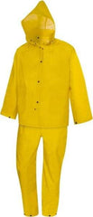 MCR Safety - Size L, Yellow, Rain Three Piece Suit - Detachable Hood, Take Up Snaps Ankle, Take Up Snaps Wrist - Americas Industrial Supply
