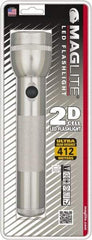 Mag-Lite - White LED Bulb, 168 Lumens, Industrial/Tactical Flashlight - Silver Aluminum Body, 2 D Batteries Not Included - Americas Industrial Supply