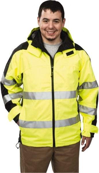 OccuNomix - Size M, Yellow, Rain Jacket - 37-39" Chest, 3 Pockets, Detachable Hood - Americas Industrial Supply