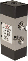 ARO/Ingersoll-Rand - 3/8" Inlet x 3/8" Outlet, Pilot Actuator, Spring Return, 2 Position, Body Ported Solenoid Air Valve - 1.65 CV, 4 Way, 140 psi, 122° Max Temp, 15° Min Temp - Americas Industrial Supply