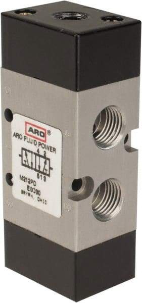 ARO/Ingersoll-Rand - 1/4" Inlet x 1/4" Outlet, Pilot Actuator, Pilot Return, 2 Position, Body Ported Solenoid Air Valve - 0.7 CV, 4 Way, 140 psi, 122° Max Temp, 15° Min Temp - Americas Industrial Supply
