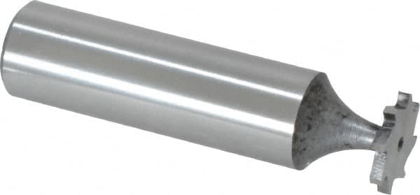 Made in USA - 1/2" Diam x 1/16" Face Width, High Speed Steel, 8 Teeth, Shank Connection Woodruff Keyseat Cutter - Uncoated, 2-1/16" OAL x 1/2" Shank, Staggered Teeth, ANSI 204, Old Standard 1 - Americas Industrial Supply