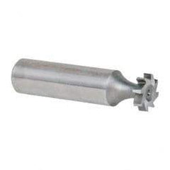 Made in USA - 1/2" Diam x 1/8" Face Width, High Speed Steel, 8 Teeth, Shank Connection Woodruff Keyseat Cutter - Uncoated, 2-1/8" OAL x 1/2" Shank, Staggered Teeth, ANSI 404, Old Standard 3 - Americas Industrial Supply