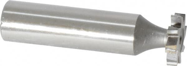 Made in USA - 5/8" Diam x 1/8" Face Width, High Speed Steel, 8 Teeth, Shank Connection Woodruff Keyseat Cutter - Uncoated, 2-1/8" OAL x 1/2" Shank, Staggered Teeth, ANSI 405, Old Standard 5 - Americas Industrial Supply