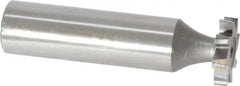 Made in USA - 5/8" Diam x 1/8" Face Width, High Speed Steel, 8 Teeth, Shank Connection Woodruff Keyseat Cutter - Uncoated, 2-1/8" OAL x 1/2" Shank, Staggered Teeth, ANSI 405, Old Standard 5 - Americas Industrial Supply