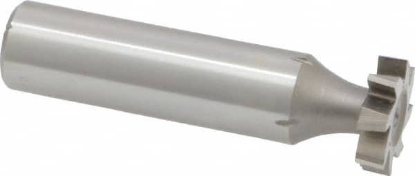Made in USA - 5/8" Diam x 5/32" Face Width, High Speed Steel, 8 Teeth, Shank Connection Woodruff Keyseat Cutter - Uncoated, 2-5/32" OAL x 1/2" Shank, Staggered Teeth, ANSI 505, Old Standard 6 - Americas Industrial Supply