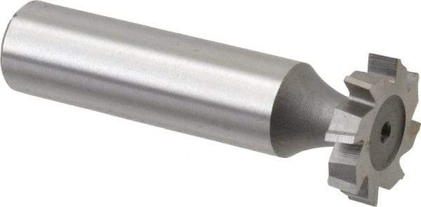 Made in USA - 3/4" Diam x 5/32" Face Width, High Speed Steel, 8 Teeth, Shank Connection Woodruff Keyseat Cutter - Uncoated, 2-5/32" OAL x 1/2" Shank, Staggered Teeth, ANSI 506, Old Standard 8 - Americas Industrial Supply
