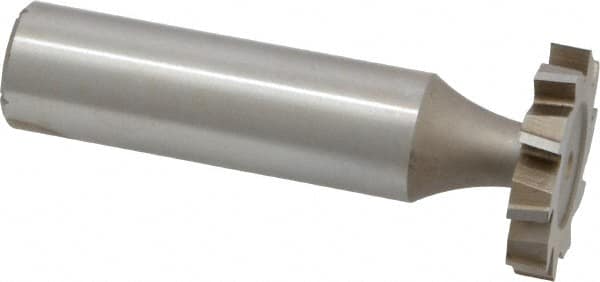 Made in USA - 7/8" Diam x 5/32" Face Width, High Speed Steel, 10 Teeth, Shank Connection Woodruff Keyseat Cutter - Uncoated, 2-5/32" OAL x 1/2" Shank, Staggered Teeth, ANSI 507, Old Standard 10 - Americas Industrial Supply