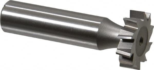 Made in USA - 7/8" Diam x 7/32" Face Width, High Speed Steel, 10 Teeth, Shank Connection Woodruff Keyseat Cutter - Uncoated, 2-7/32" OAL x 1/2" Shank, Staggered Teeth, ANSI 707, Old Standard 12 - Americas Industrial Supply