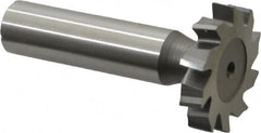 Made in USA - 1-1/8" Diam x 7/32" Face Width, High Speed Steel, 10 Teeth, Shank Connection Woodruff Keyseat Cutter - Uncoated, 2-7/32" OAL x 1/2" Shank, Staggered Teeth, ANSI 709, Old Standard 17 - Americas Industrial Supply