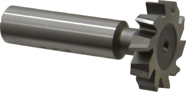 Made in USA - 1-1/8" Diam x 1/4" Face Width, High Speed Steel, 10 Teeth, Shank Connection Woodruff Keyseat Cutter - Uncoated, 2-1/4" OAL x 1/2" Shank, Staggered Teeth, ANSI 809, Old Standard 18 - Americas Industrial Supply