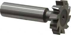 Made in USA - 1-1/8" Diam x 1/4" Face Width, High Speed Steel, 10 Teeth, Shank Connection Woodruff Keyseat Cutter - Uncoated, 2-1/4" OAL x 1/2" Shank, Staggered Teeth, ANSI 809, Old Standard 18 - Americas Industrial Supply