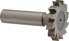 Made in USA - 1-3/8" Diam x 1/4" Face Width, High Speed Steel, 12 Teeth, Shank Connection Woodruff Keyseat Cutter - Uncoated, 2-1/4" OAL x 1/2" Shank, Staggered Teeth, ANSI 811, Old Standard 22 - Americas Industrial Supply