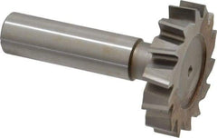 Made in USA - 1-1/2" Diam x 5/16" Face Width, High Speed Steel, 14 Teeth, Shank Connection Woodruff Keyseat Cutter - Uncoated, 2-5/16" OAL x 1/2" Shank, Staggered Teeth, ANSI 1012, Old Standard 25 - Americas Industrial Supply