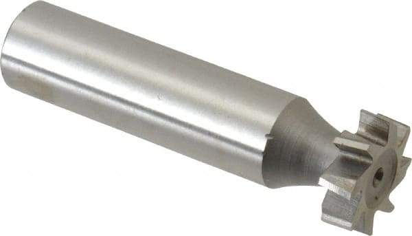 Made in USA - 5/8" Diam x 3/16" Face Width, High Speed Steel, 8 Teeth, Shank Connection Woodruff Keyseat Cutter - Uncoated, 2-3/16" OAL x 1/2" Shank, Staggered Teeth, ANSI 605, Old Standard 61 - Americas Industrial Supply